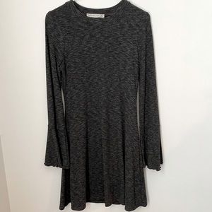 Abercrombie Charcoal Marled Flared Long Sleeve Short Knit Dress